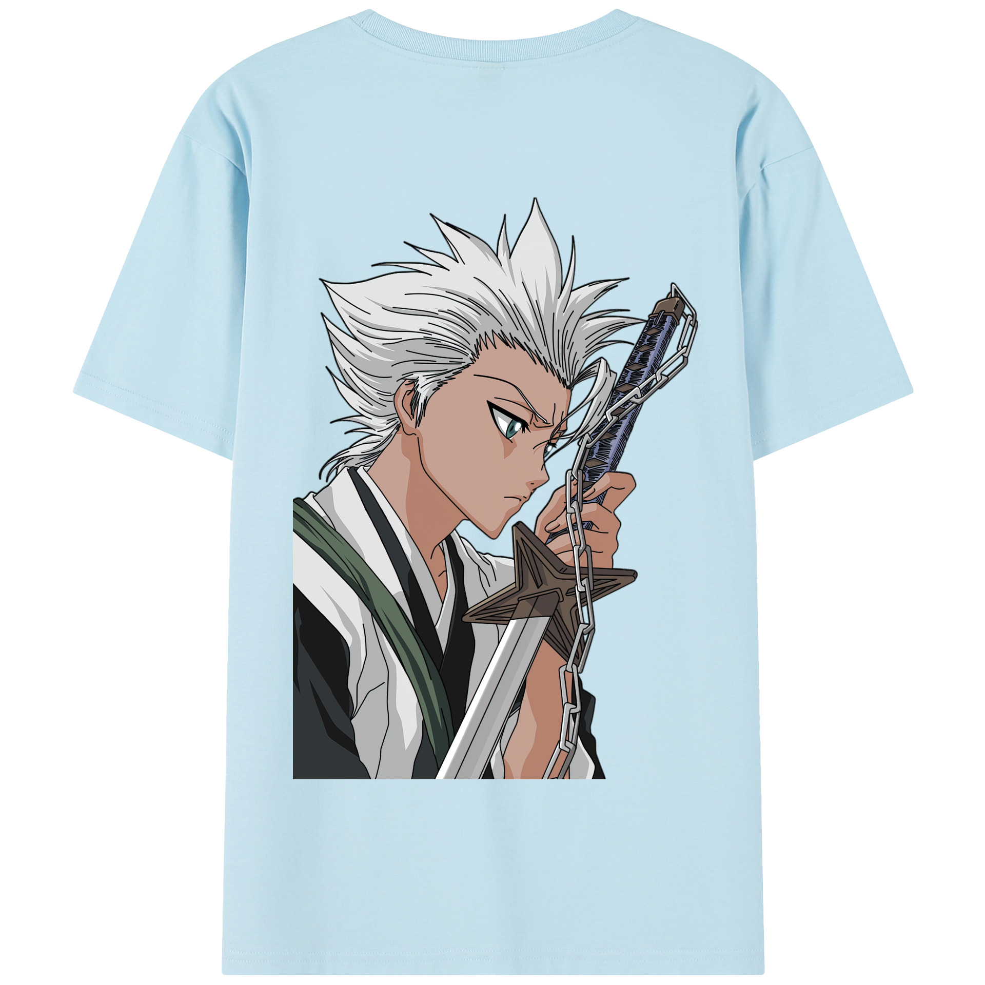 （画像用） ブリーチ 日番谷冬獅郎（ひつがや とうしろう） BLEACH Hitsugaya Toushirou 綿100％半袖Tシャツ（背面プリント）